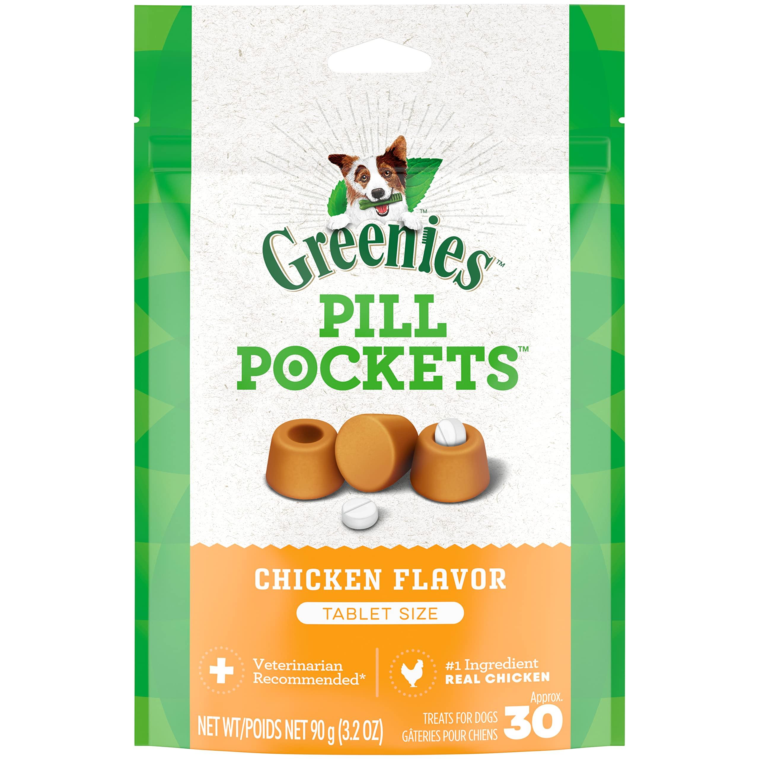Greenies Pill Pockets Canine Tablets Chicken Flavor Dog Treats, 30-count