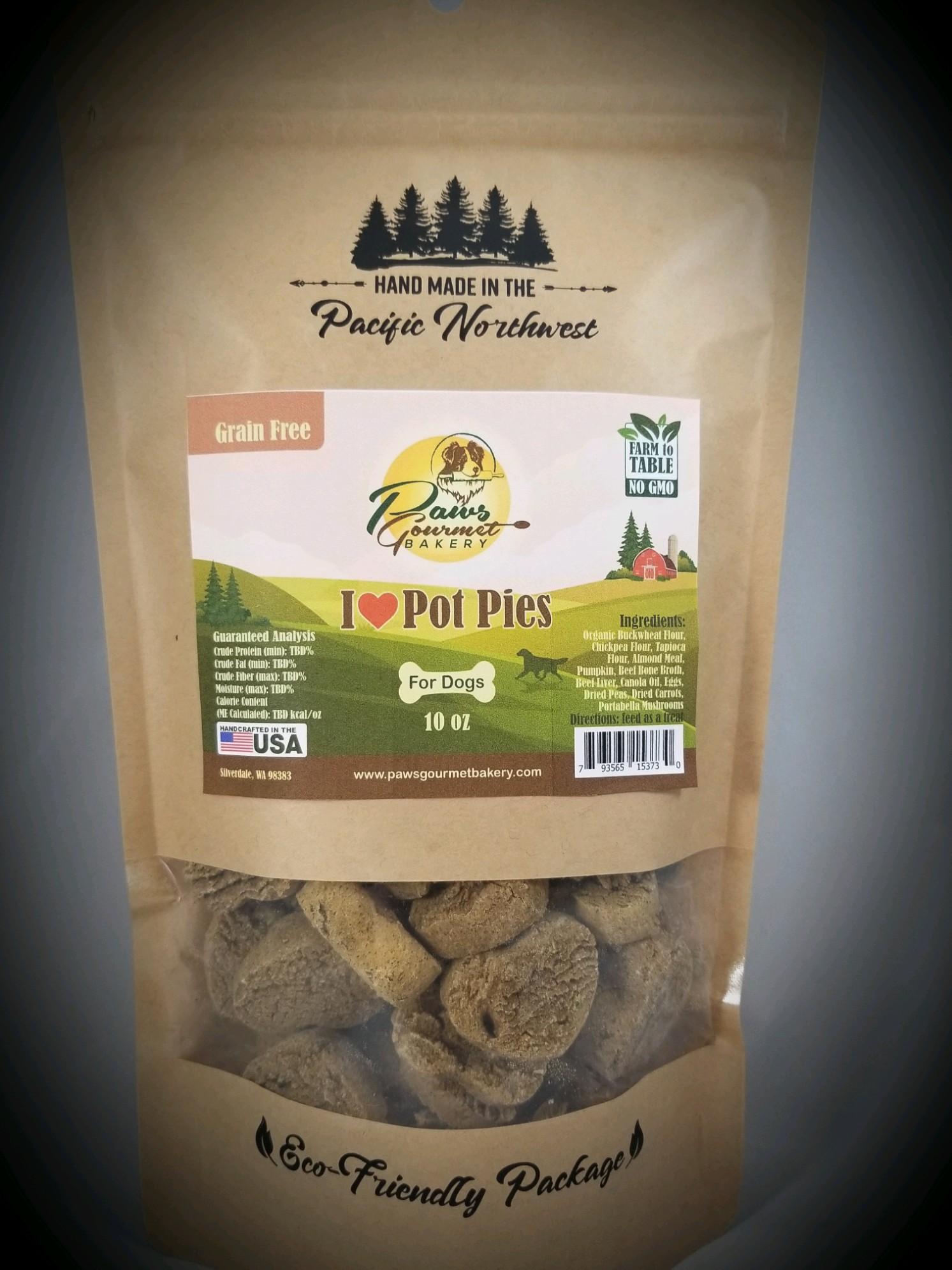 Paws Gourmet Bakery I Heart Pot Pies Dog Treats, 10-oz (**)