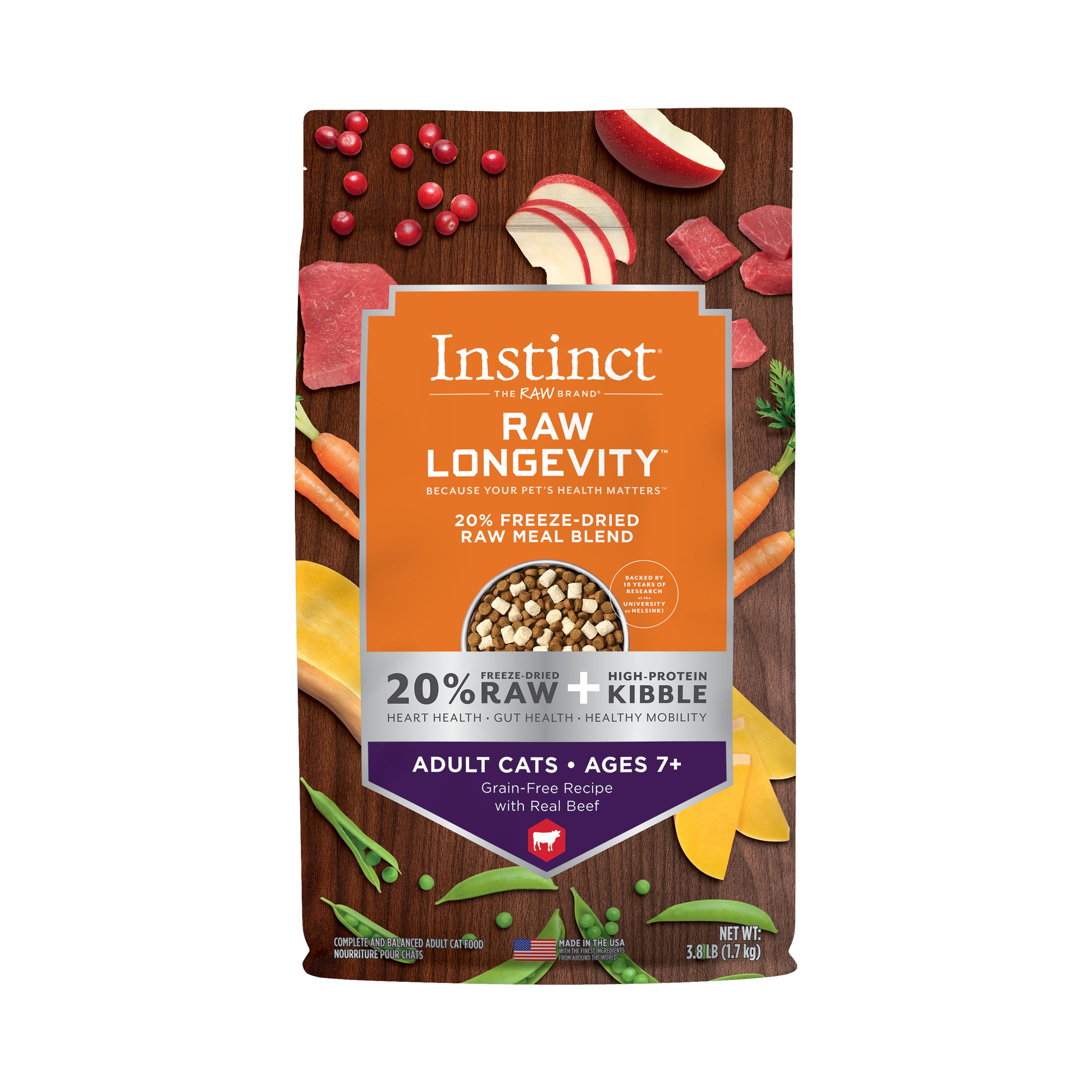 Instinct Raw Longevity Grain-Free Recipe with Beef Age 7+ 20% Freeze-Dried Raw Dry Cat Food