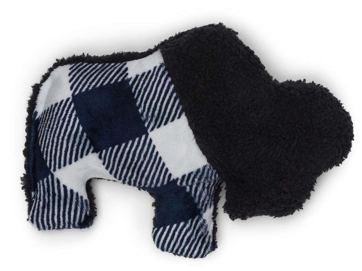 West Paw Merry Bison Checkered Dog Toy, Blue/White