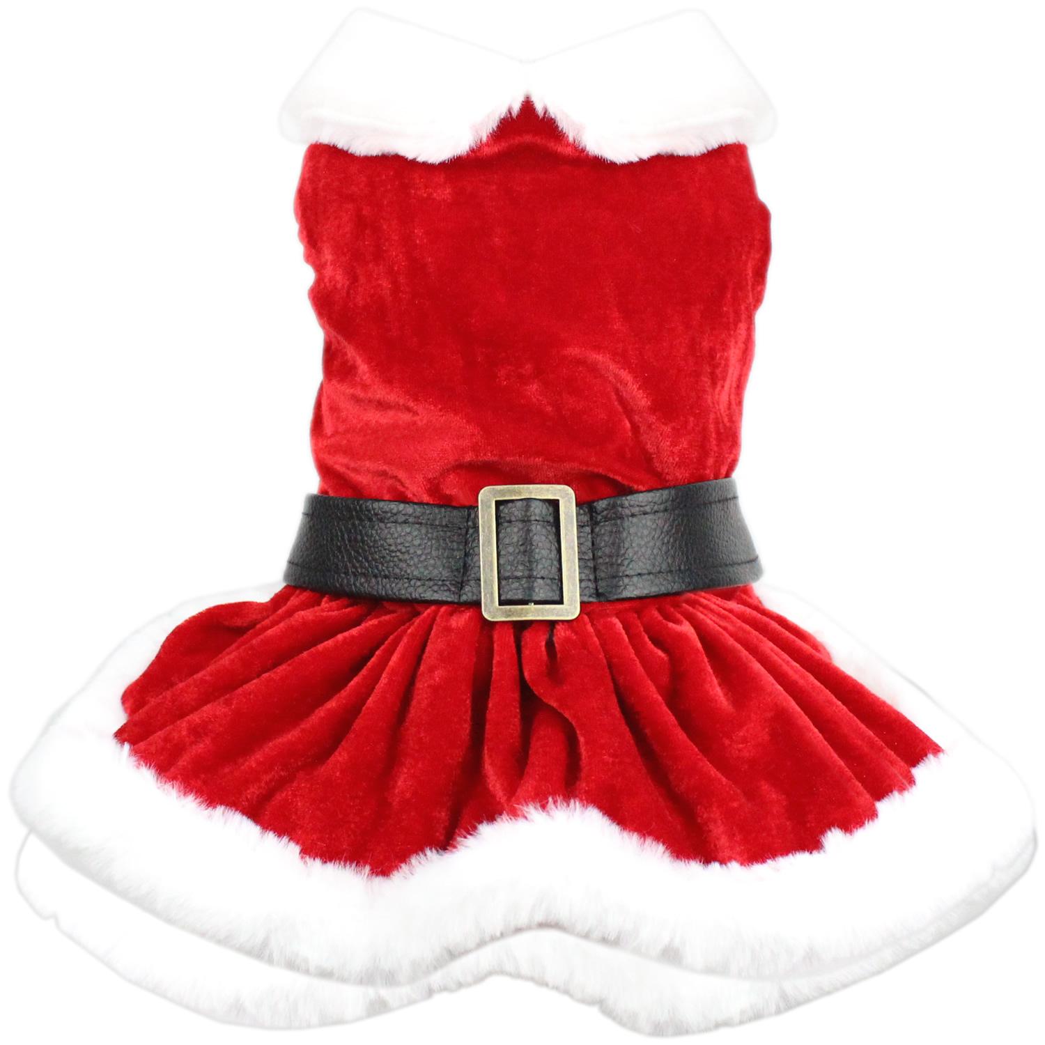 Parisian Pet Mrs. Clause Suede Dog Dress, Large