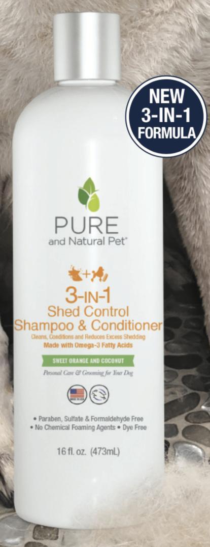 Pure and Natural Pet 3-in-1 Shed Control Dog Shampoo & Conditioner