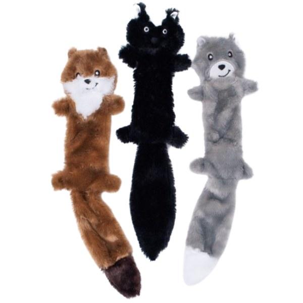 ZippyPaws Skinny Peltz Weasel, Skunk & Wolf Dog Toy, 3-pk