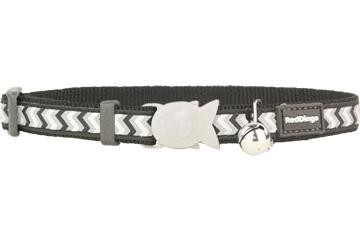 Red Dingo Reflective Ziggy Cat Collar, Black, 12-mm