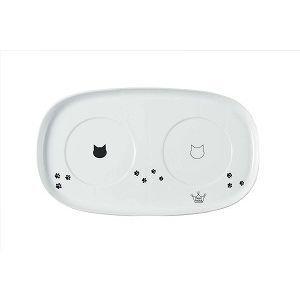 Necoichi CATS FIRST Double Dining Tray for Cats, 13.8 x 0.75 x 8-in