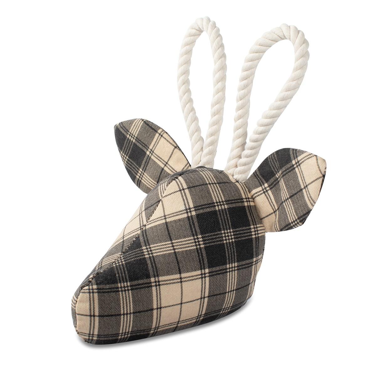 Pet Shop by Fringe Studio Plaid Deer 3D Canvas Dog Toy