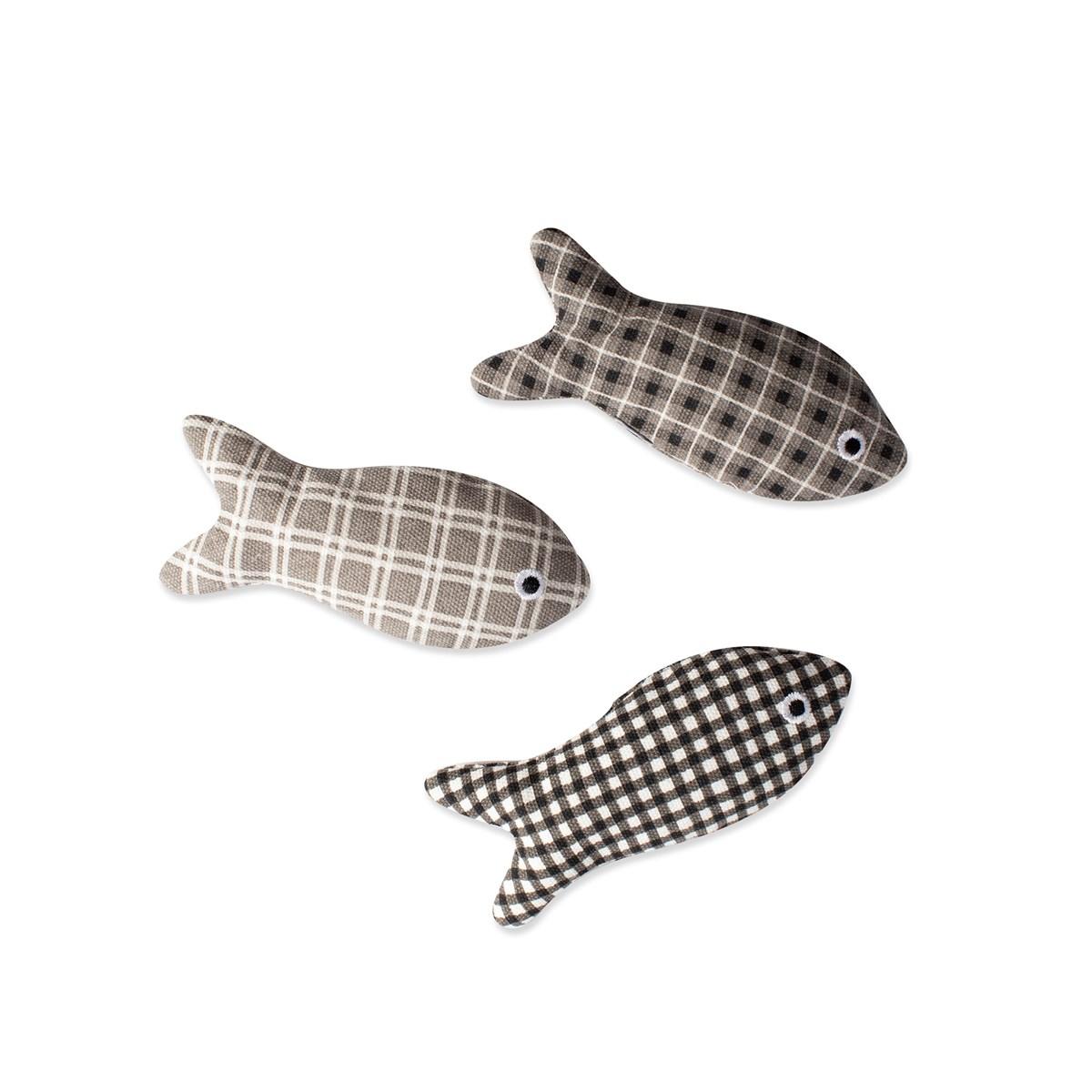 Pet Shop by Fringe Studio Plaid Fish Cat Toy, 3-pk