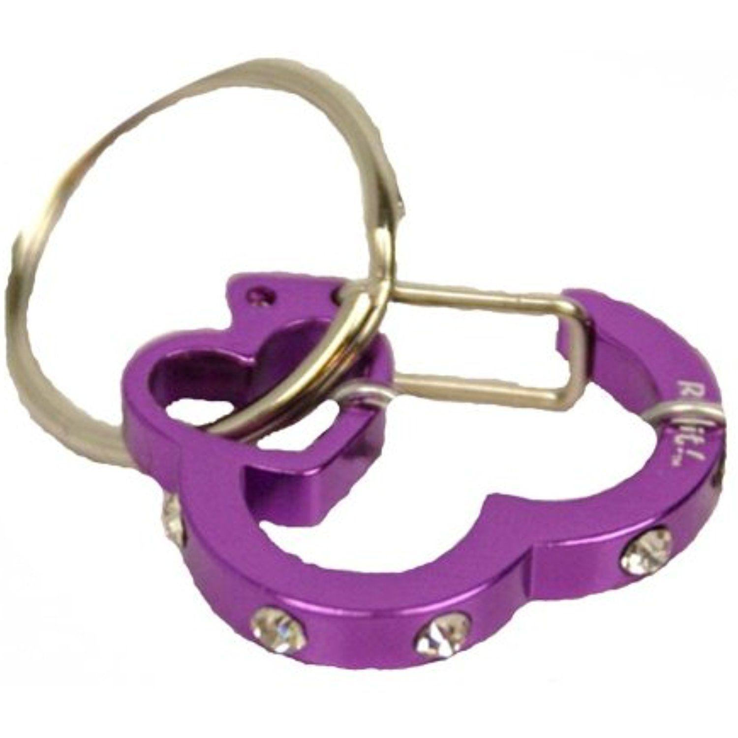 Rubit! Heart Rhinestone Dog Tag Clip, Purple, Small
