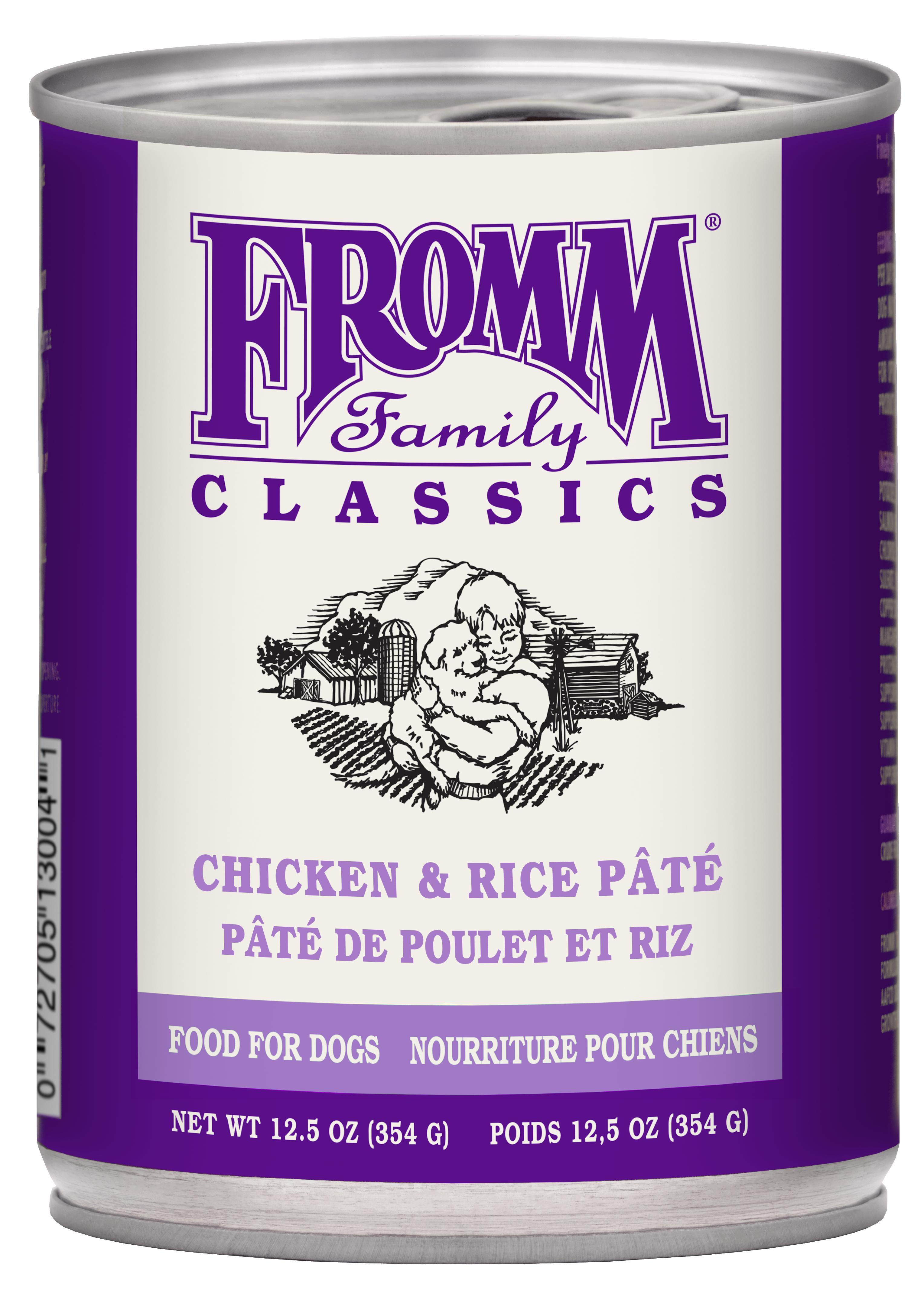 Fromm Family Classic Chicken & Rice Pate Canned Dog Food, 12.5-oz, case of 12 (**)