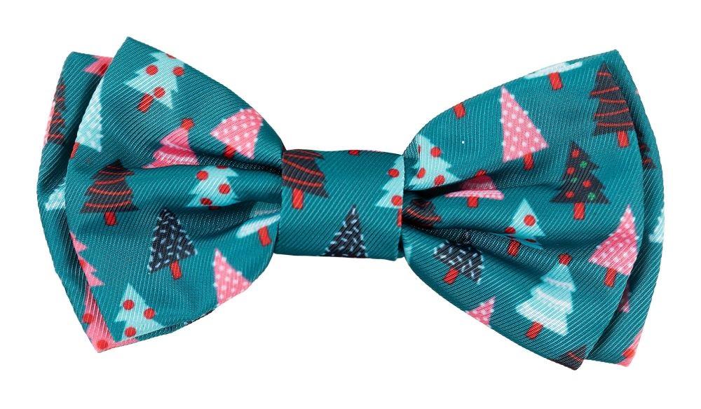 FuzzYard Christmas Trees Dog Bow Tie, Green, Small/Medium