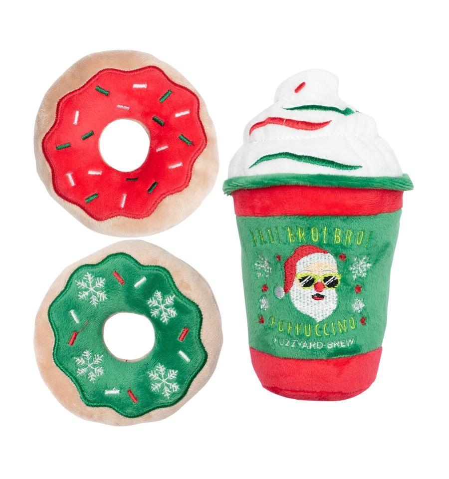 FuzzYard Bro! Bro! Bro! Puppuccino & Donuts Dog Toy, 3-pk
