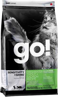 Go! Sensitivity + Shine Grain-Free Freshwater Trout & Salmon Dry Cat Food, 8-lb