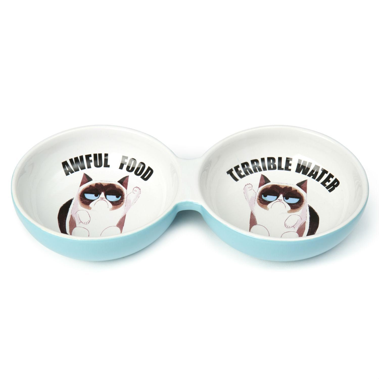 PetRageous Grumpy Cat Awfull Food/Terrible Water Duo Cat Diner
