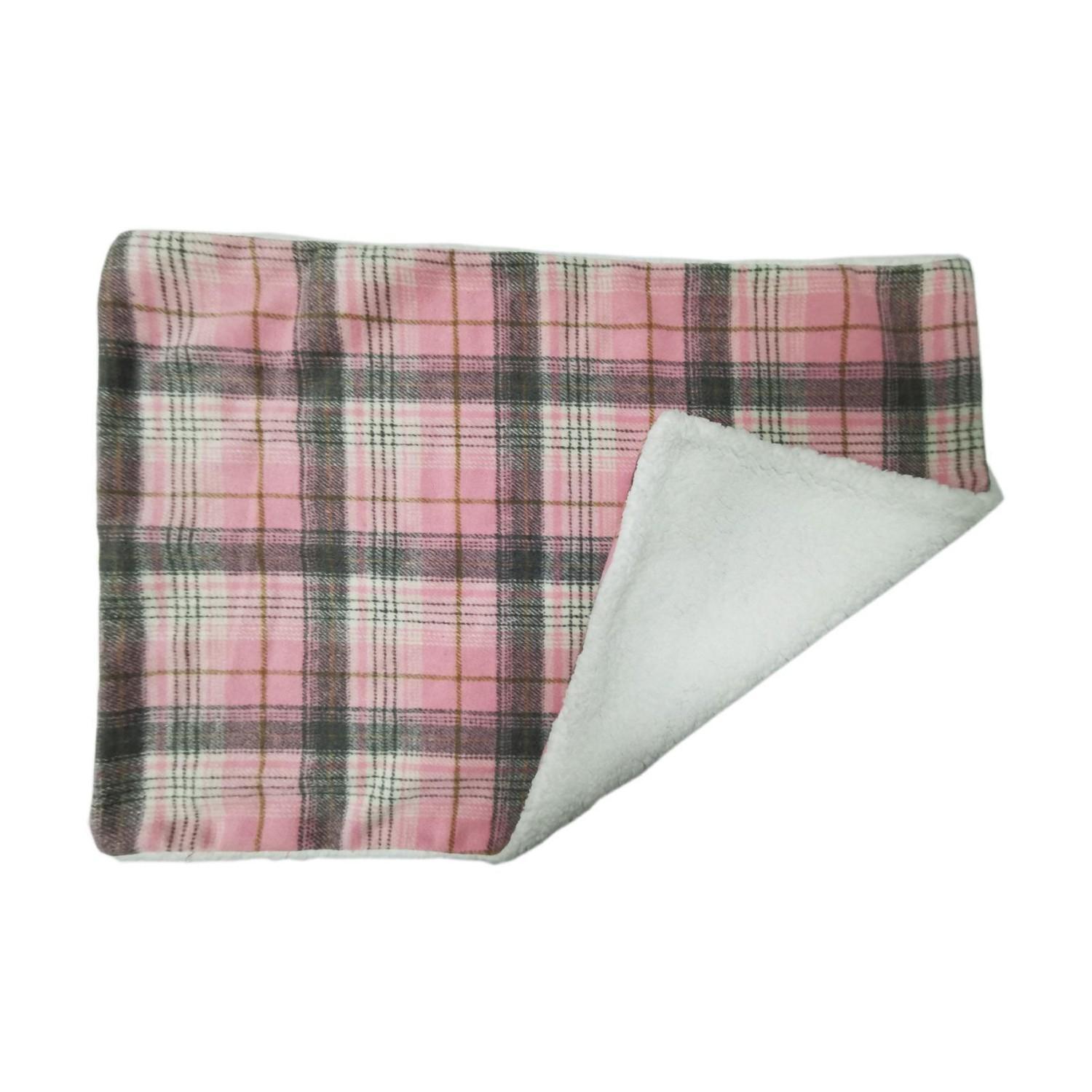Doggie Design Plaid Sherpa-Lined Dog Blanket, Pink/White, 30-in x 20-in