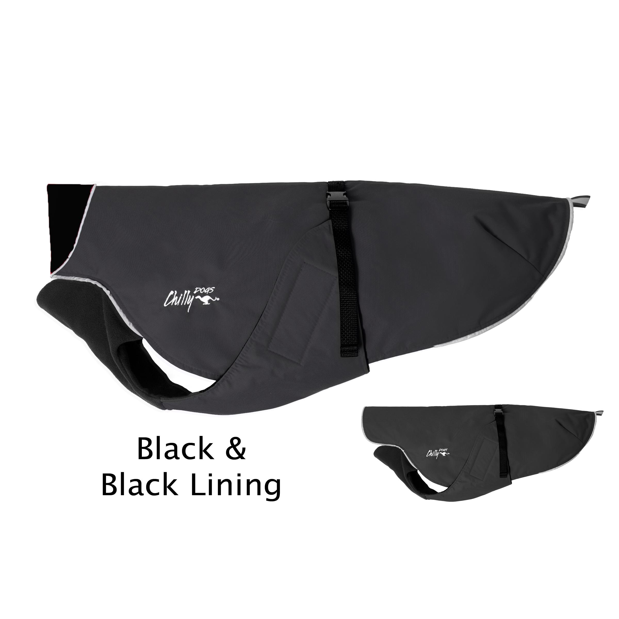 Chilly Dogs Harbour Slicker Dog Raincoat, Black/ Black Lining, Standard 21