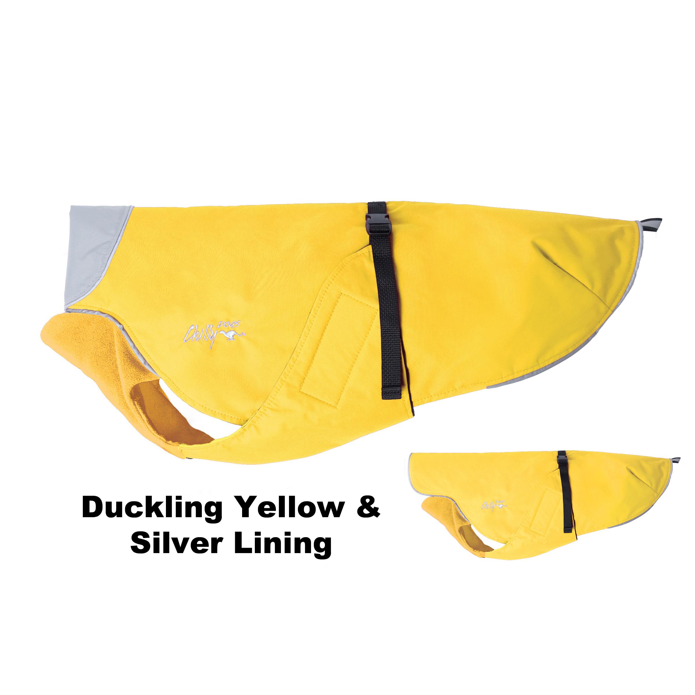 Chilly Dogs Harbour Slicker Dog Raincoat, Duckling Yellow/ Silver Lining