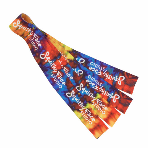 Squishy Face Studio Flirt Pole Fleece Lure with Squeaker Dog Toy, Rainbow Tie-Dye
