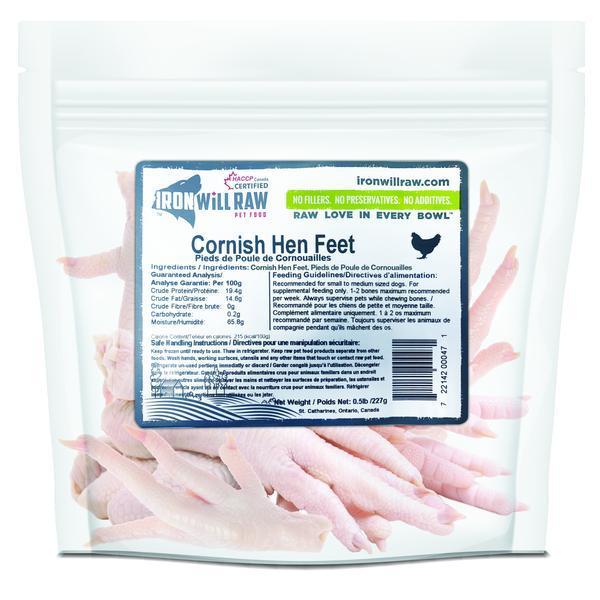 Iron Will Raw Cornish Hen Feet Dog & Cat Food, 0.5-lb