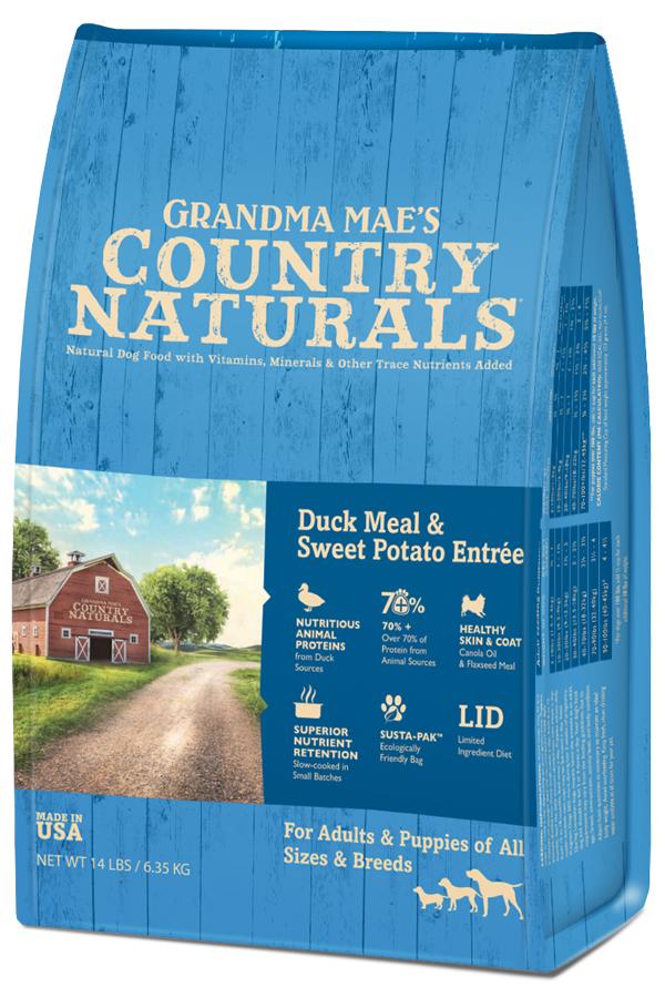 Grandma Mae's Country Naturals Duck & Sweet Potato Entree Dry Dog Food, 14-lb