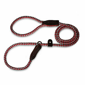 Leather Brothers/OmniPet Slip Dog Lead, Red/Grey, 4-ft