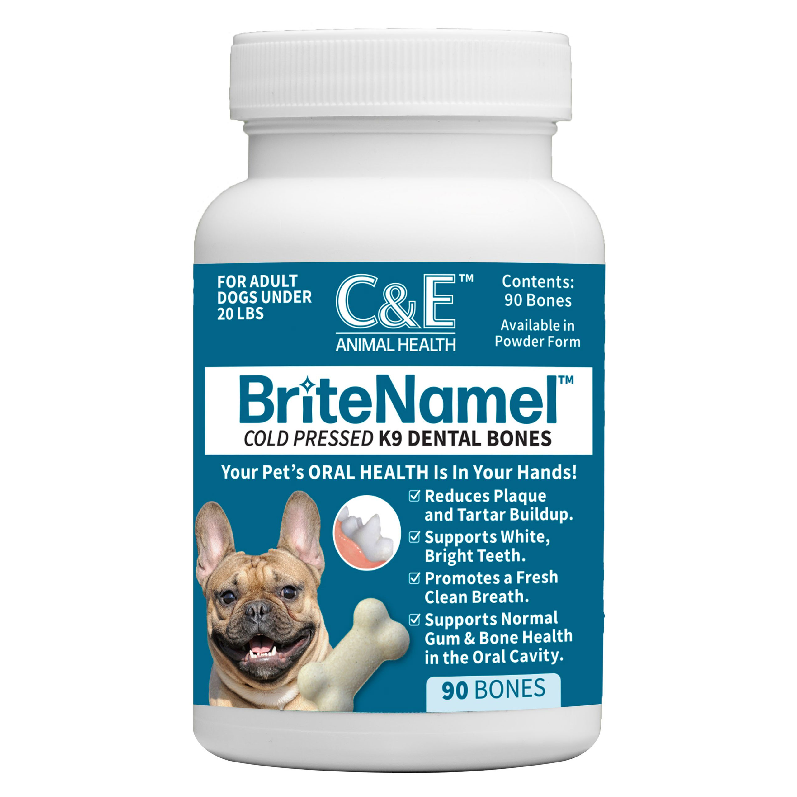 C&E Animal Health BriteNamel Cold Pressed K9 Dental Bones for Dogs, Small