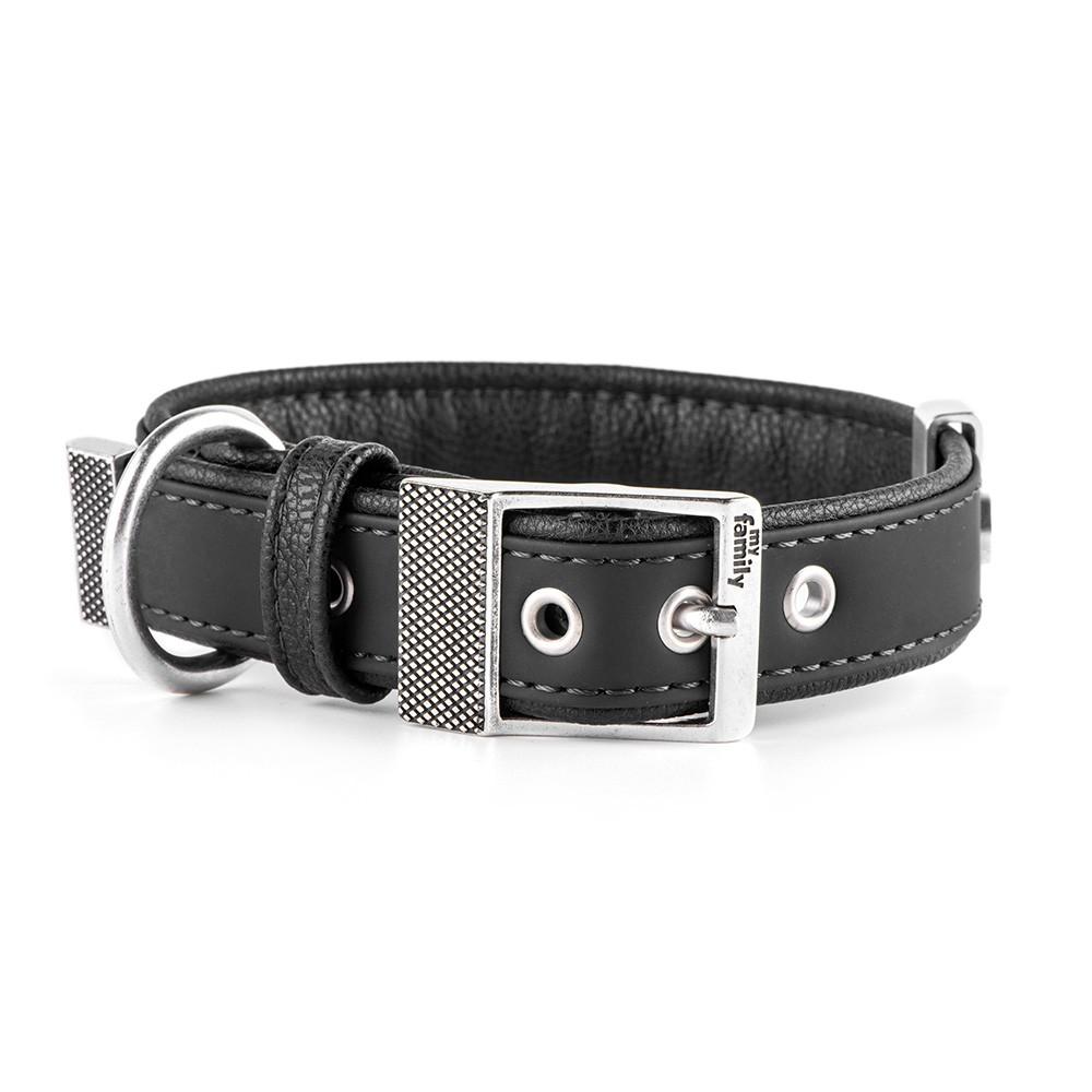 MyFamily Bilbao Synthetic Fiber Dog Collar, Black, Small/Medium