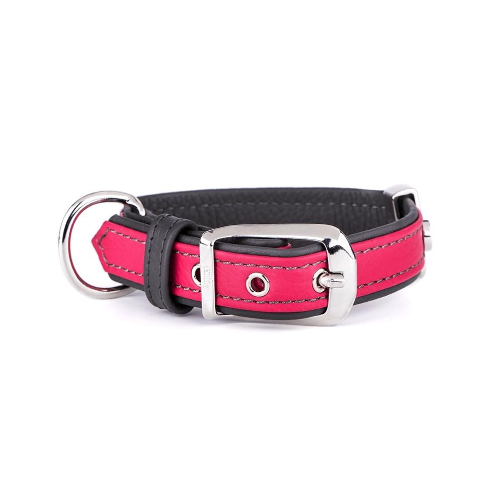 MyFamily Firenze Leather Dog Collar, Fuchsia, Small
