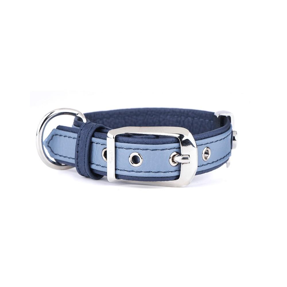 MyFamily Firenze Leather Dog Collar, Light Blue, Medium/Large