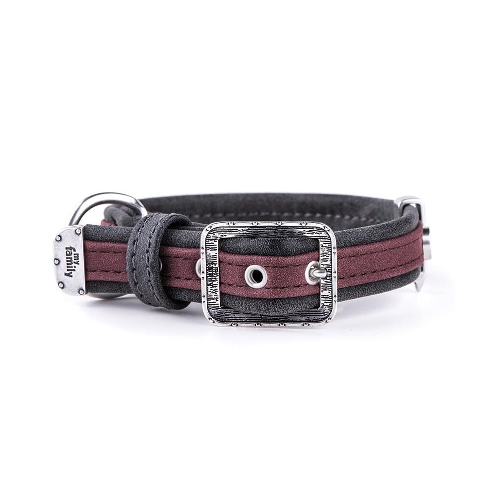MyFamily London Leatherette Dog Collar, Purple, Large