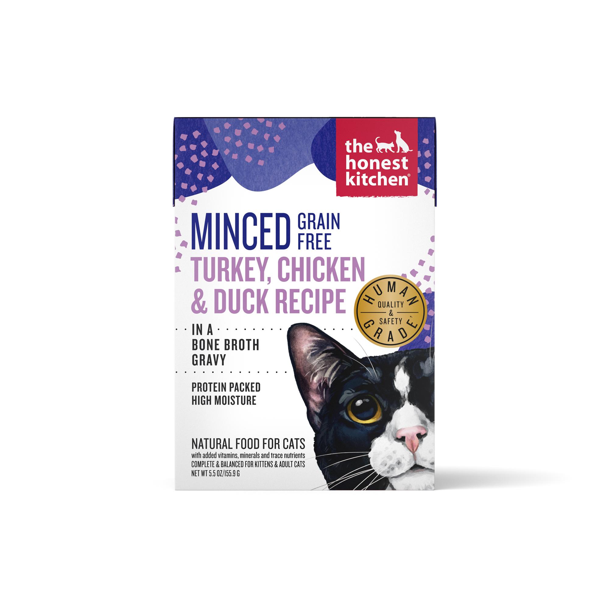 The Honest Kitchen Minced Turkey, Chicken & Duck in Bone Broth Gravy Wet Cat Food, 5.5-oz