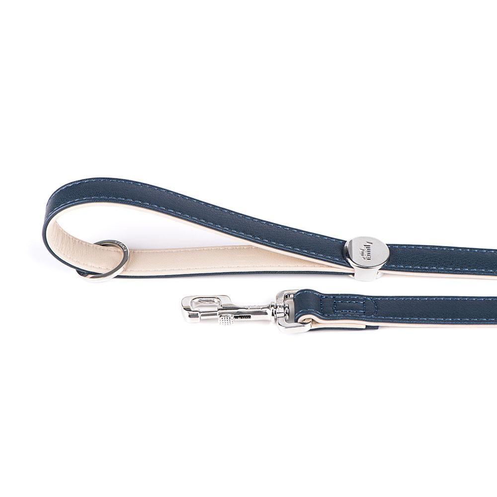 MyFamily Hermitage Genuine Leather Dog Leash, Blue/Cream, 3/4-in x 4-ft