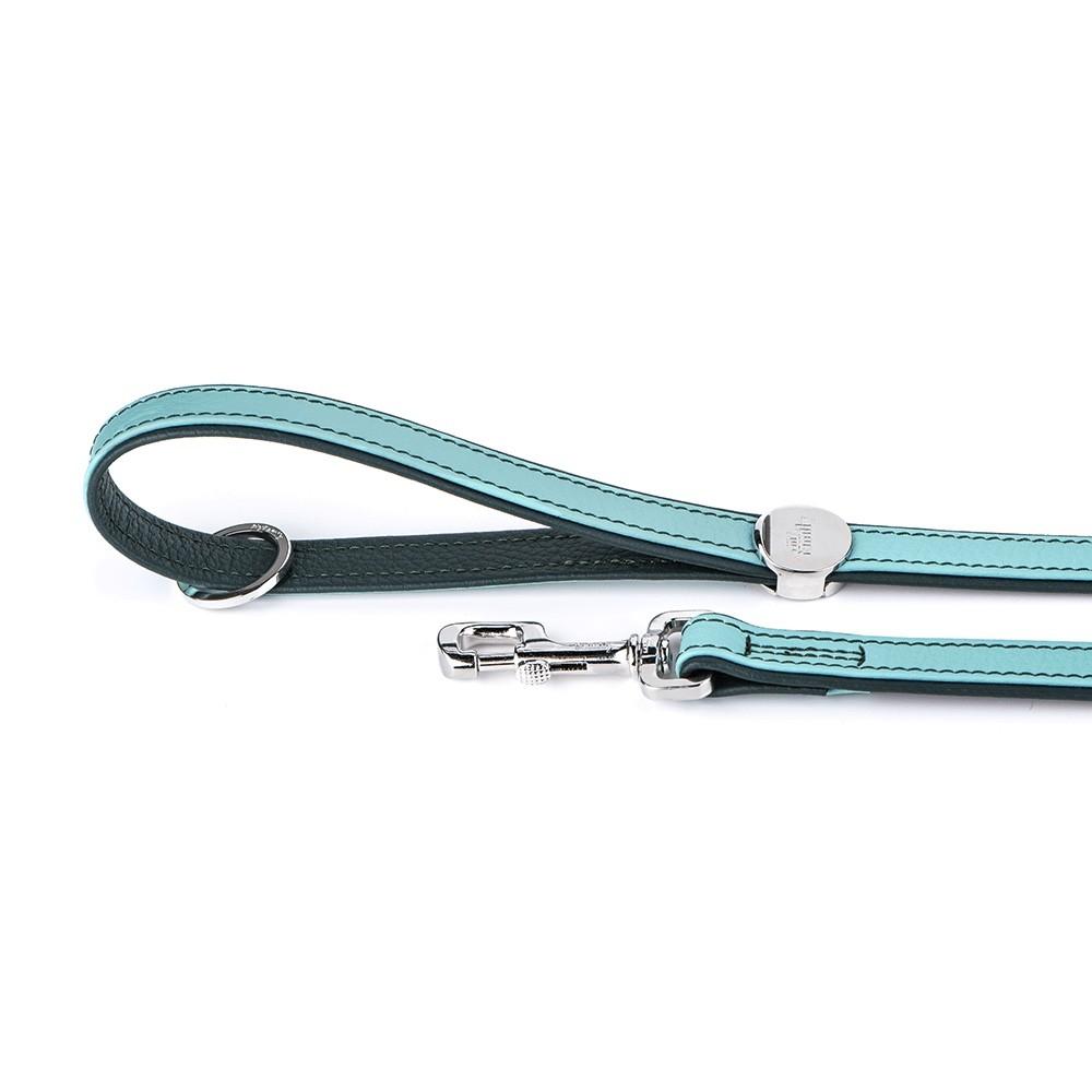 MyFamily Firenze Leather Dog Leash, Aqua, 4-ft