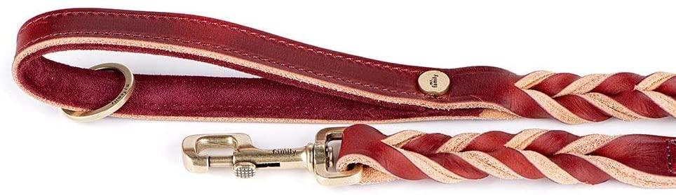 MyFamily Ascot Greased Leather Dog Leash, Red, 4-ft