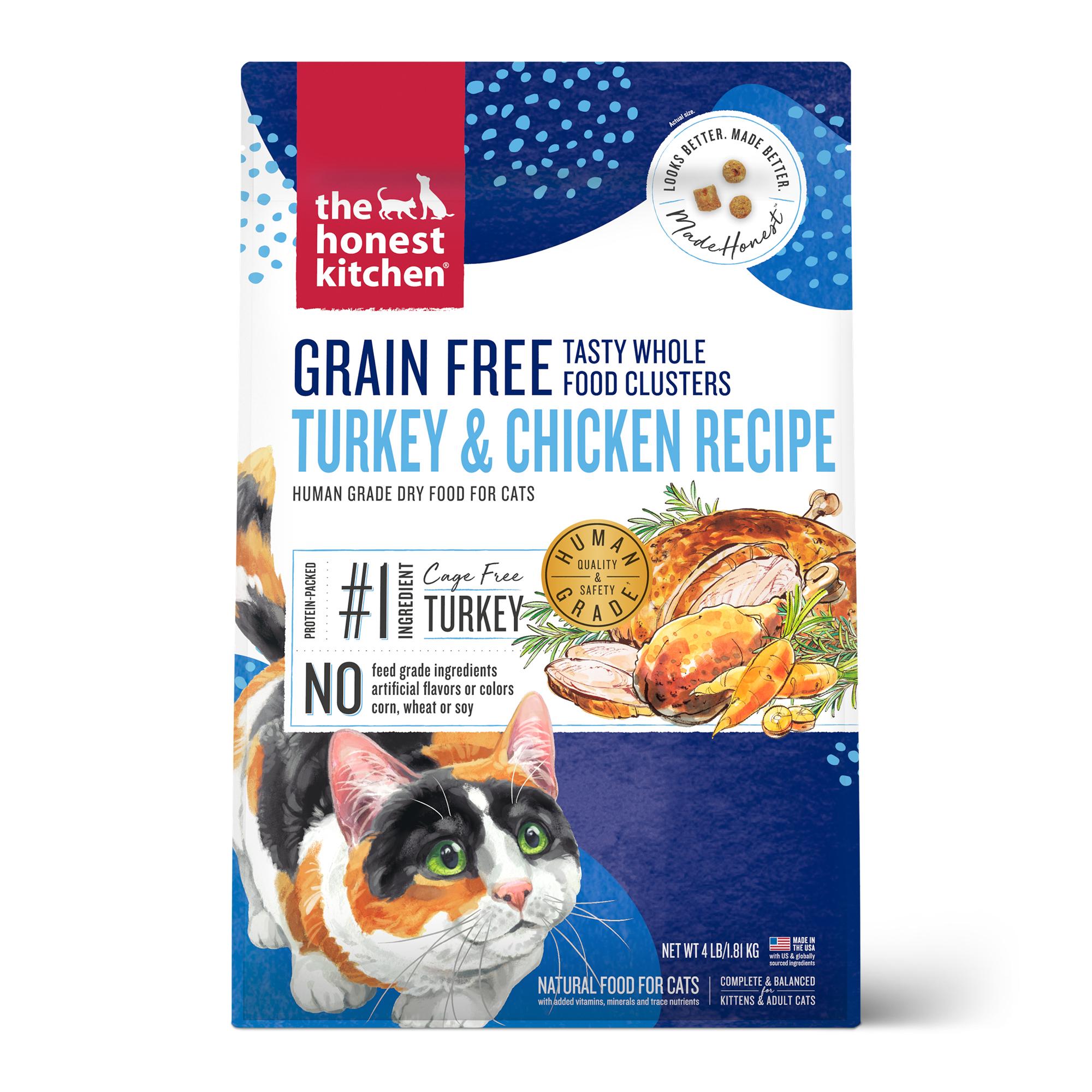 The Honest Kitchen Whole Food Clusters Turkey & Chicken Grain-Free Dry Cat Food, 4-lb