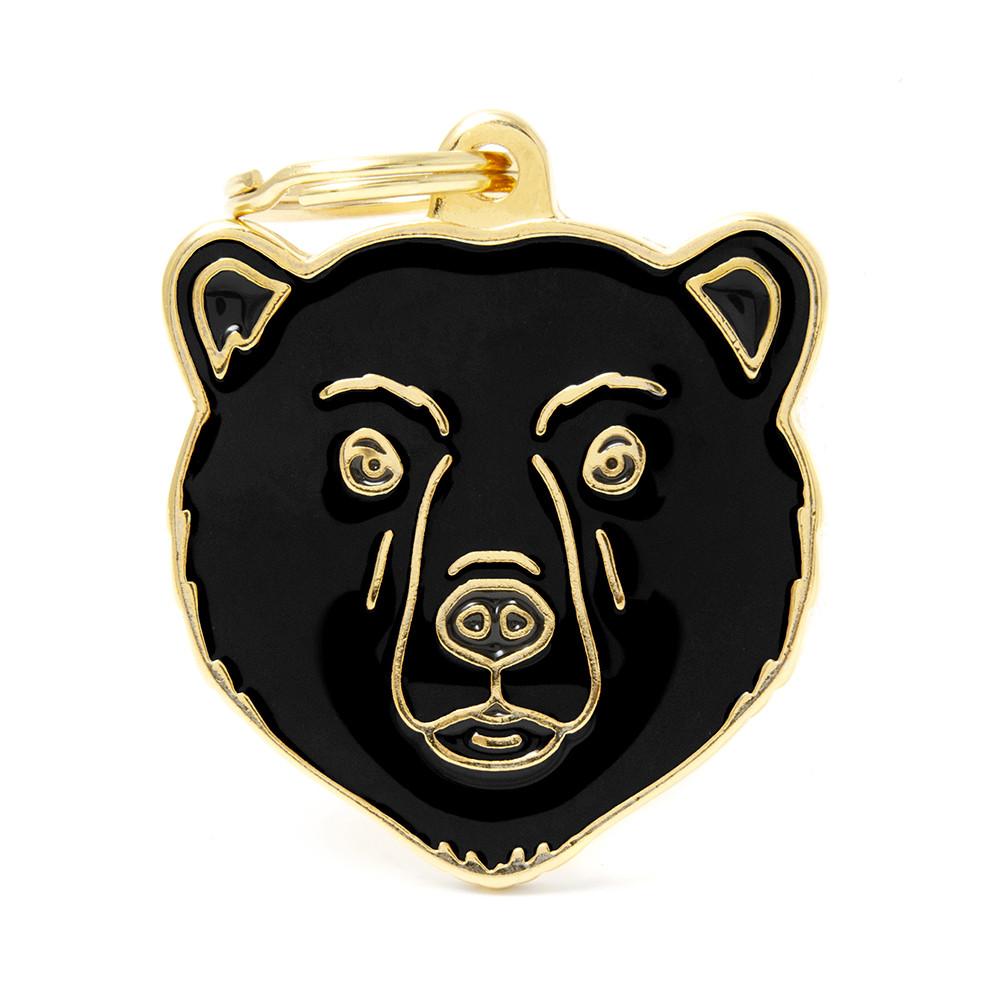 MyFamily Wild Bear Pet ID Tag, Black, Medium (Size: Medium)