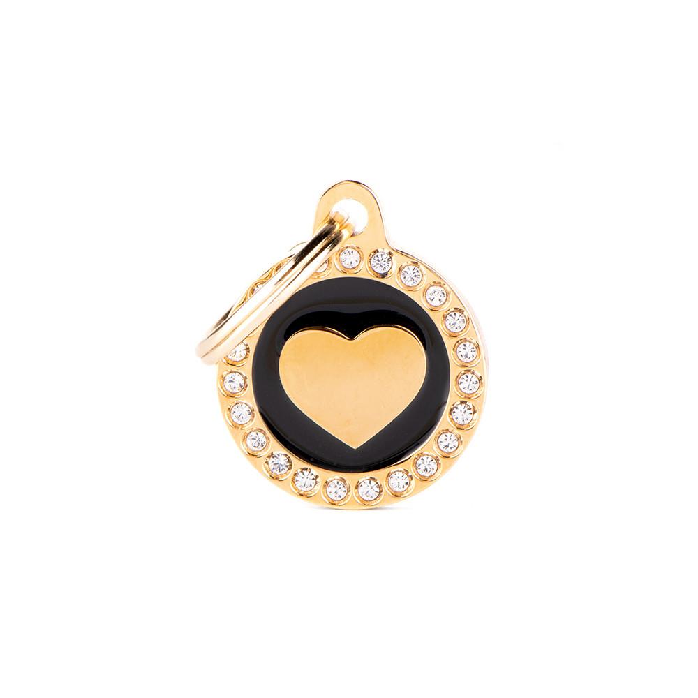 MyFamily Glam Heart Pet ID Tag, Gold/Black, Small (Size: Small)