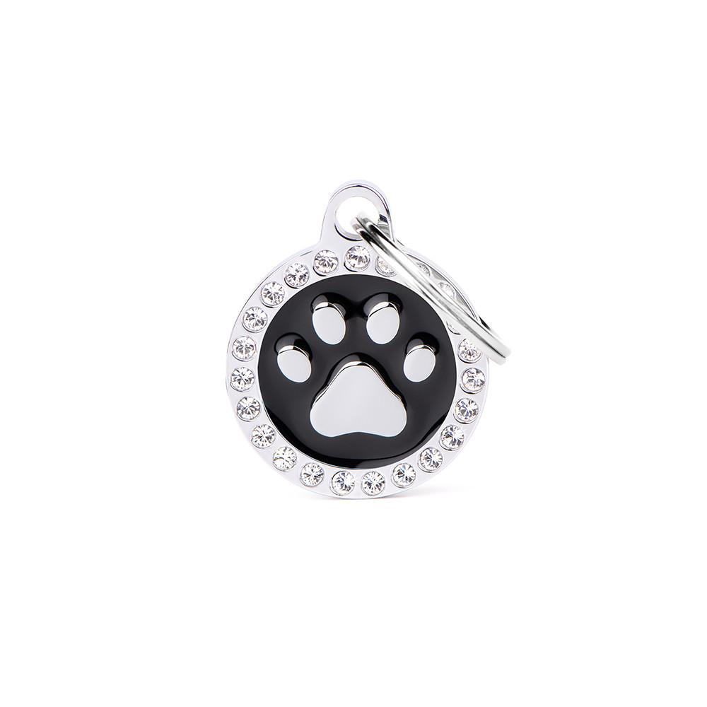 MyFamily Glam Paw Pet ID Tag, Black, Small (Size: Small)