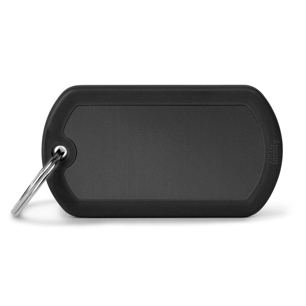 MyFamily Hushtag Military Aluminum Rubber Pet ID Tag, Black/Black, Medium