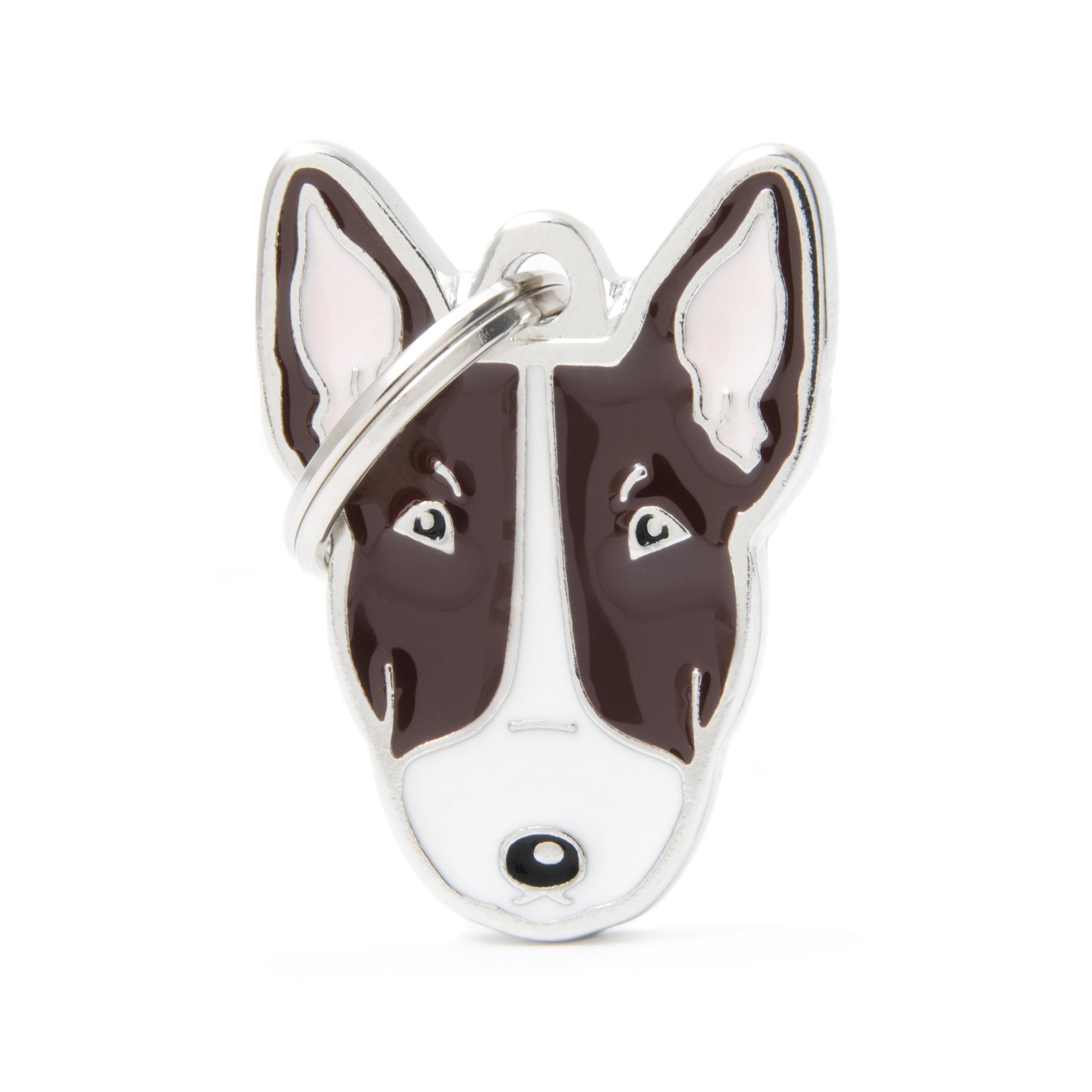 MyFamily Friends Bull Terrier Pet ID Tag, Brown/White, Medium