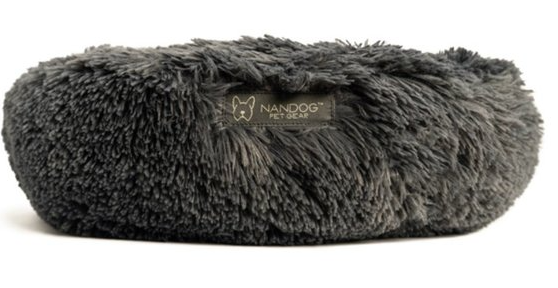 Nandog Shaggy Round Pet Bed, Dark Grey