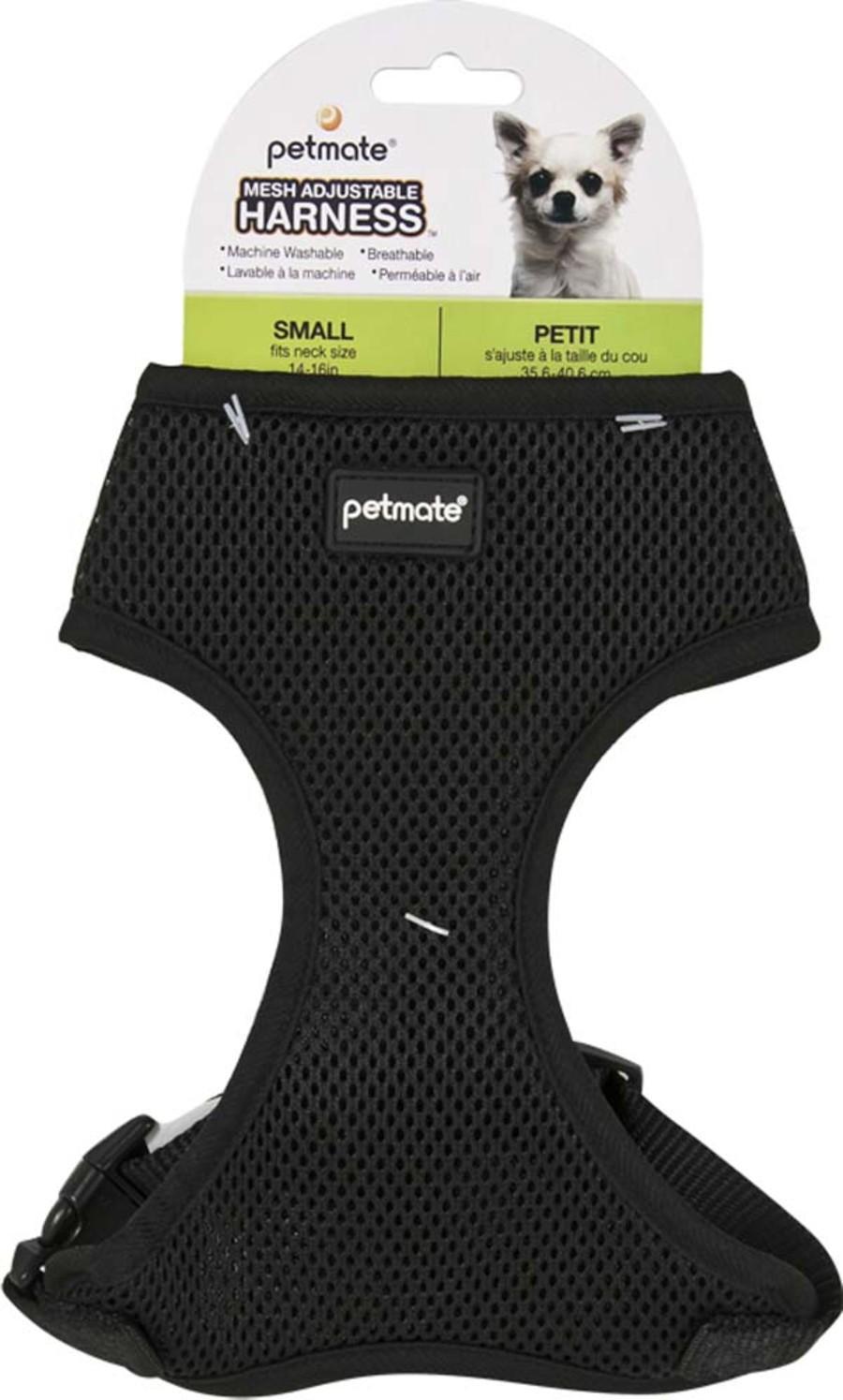 Petmate Adjustable Standard Core Mesh Dog Harness, Black, Small