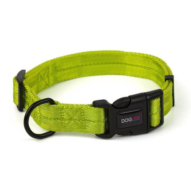 Dogline Nylon Flat Dog Collar, Lime Green, 5/8-in x 11-16-in