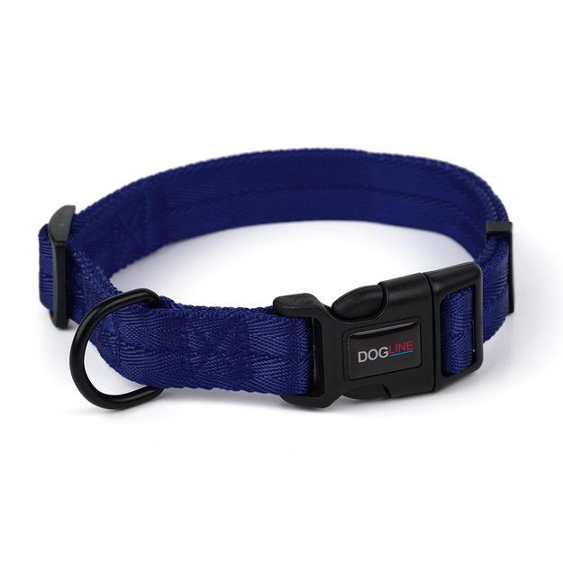 Dogline Nylon Flat Dog Collar, Navy Blue, 3/4-in x 13-20-in