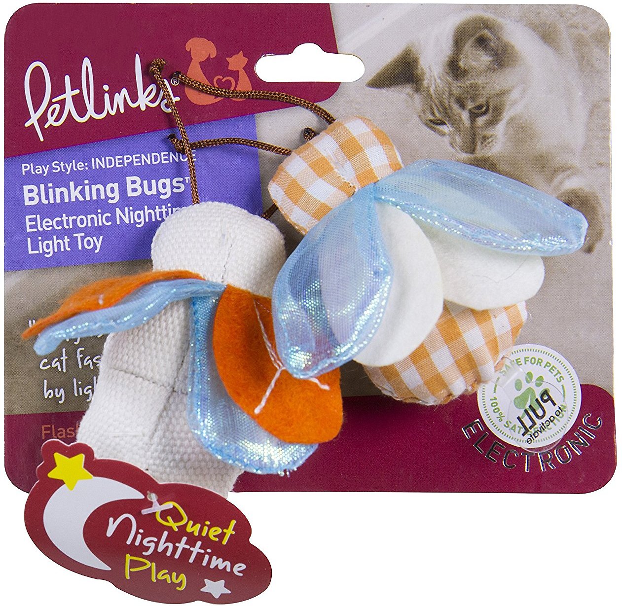 SmartyKat Instincts Blinking Bugs Fireflies Electronic Nighttime Light Cat Toy, 2 count