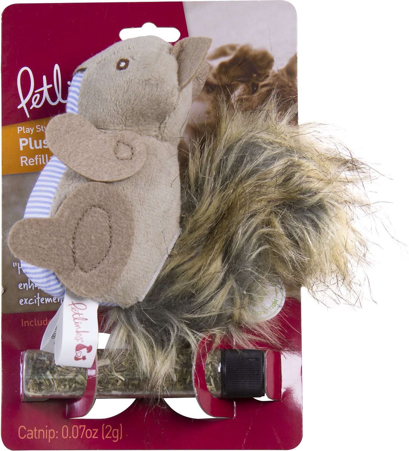 SmartyKat Instincts Plush Player Squirrel Refillable Catnip Cat Toy