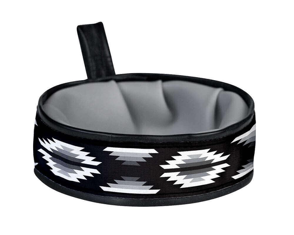 Cycle Dog Trail Buddy Collapsible Dog Travel Bowl, Black/White Campfire Blanket, 22-oz
