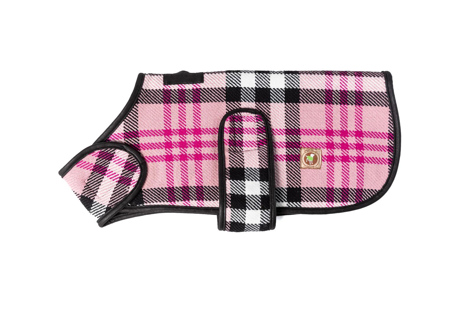 Chilly Dog Blanket Dog Coat, Pink Plaid, XX-Large