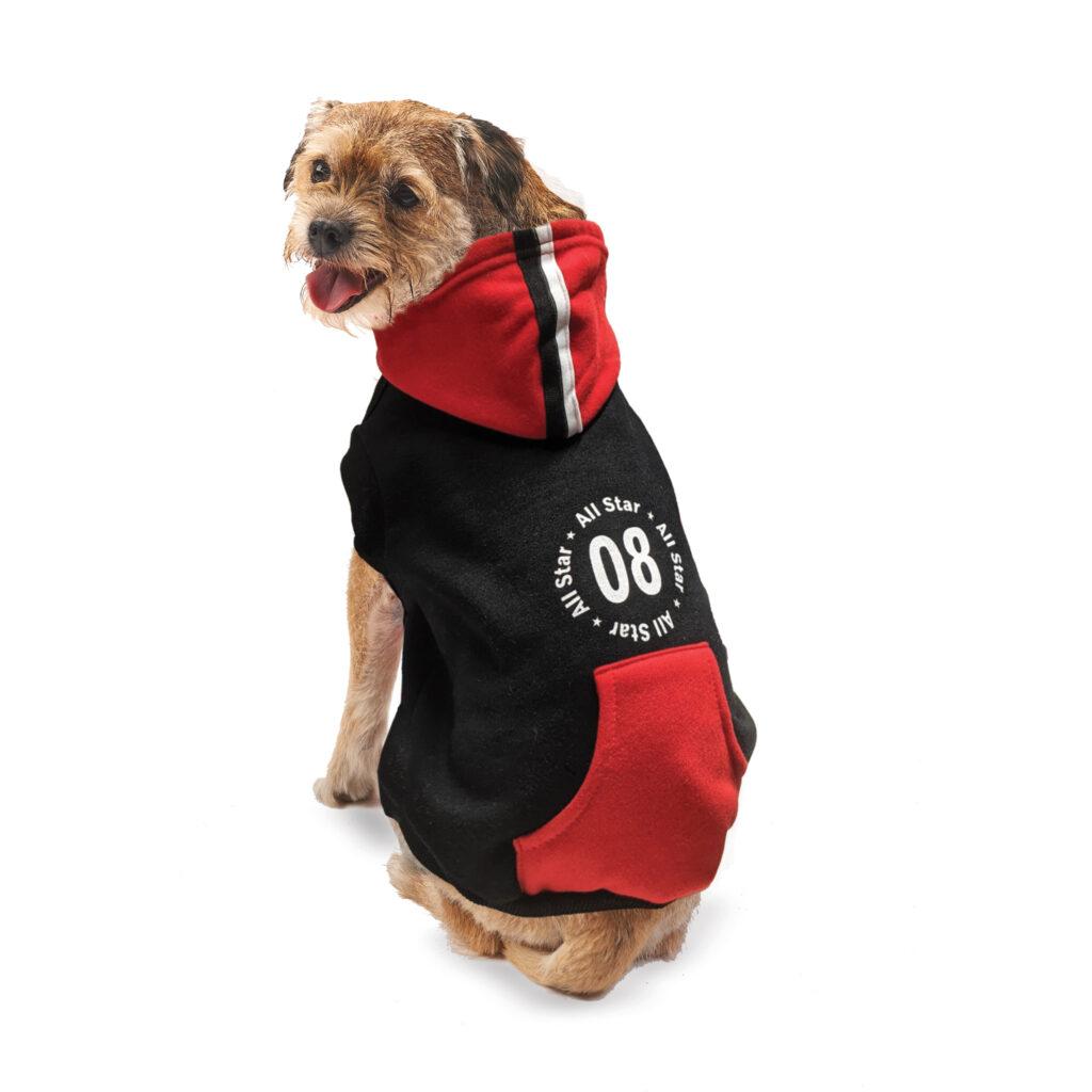 Ethical Fashion Pet All Star Dog Hoodie, Black, Large