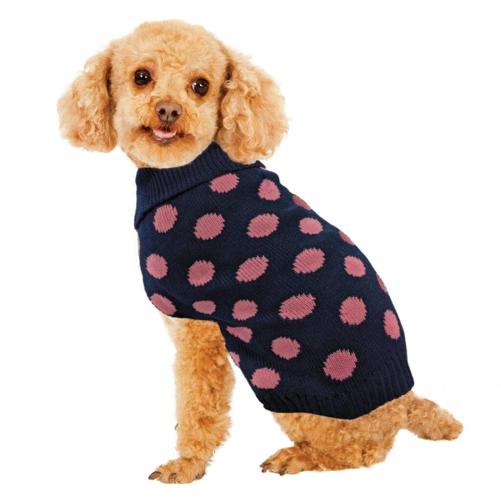 Ethical Fashion Pet Contrast Dot Dog Sweater, Pink, Small