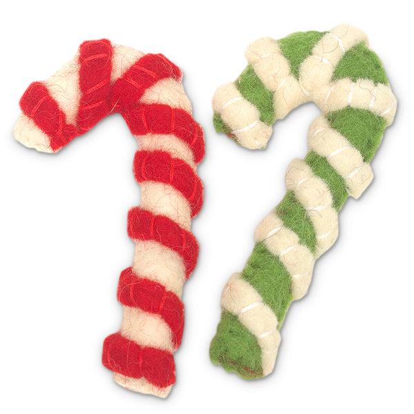 Dharma Dog Karma Cat Candy Cane Wool Cat Toy, 2-pk